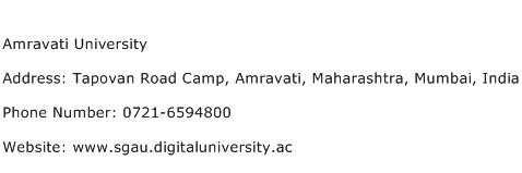Amravati University Address Contact Number