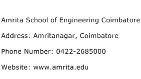 Amrita School of Engineering Coimbatore Address Contact Number
