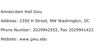 Amsterdam Hall Gwu Address Contact Number