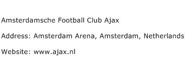 Amsterdamsche Football Club Ajax Address Contact Number