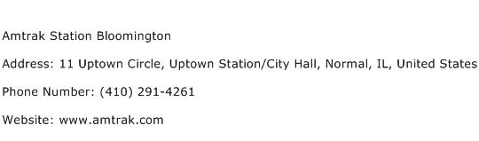 Amtrak Station Bloomington Address Contact Number