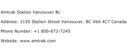 Amtrak Station Vancouver Bc Address Contact Number