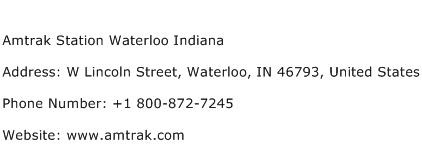 Amtrak Station Waterloo Indiana Address Contact Number