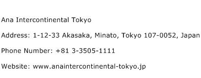 Ana Intercontinental Tokyo Address Contact Number