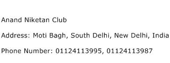Anand Niketan Club Address Contact Number