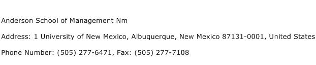 Anderson School of Management Nm Address Contact Number