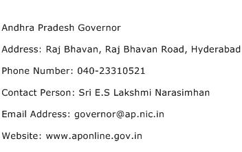 Andhra Pradesh Governor Address Contact Number