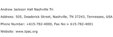 Andrew Jackson Hall Nashville Tn Address Contact Number