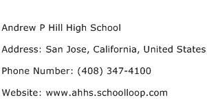 Andrew P Hill High School Address Contact Number