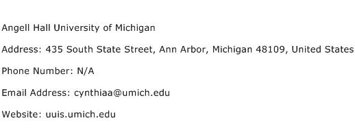Angell Hall University of Michigan Address Contact Number
