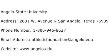 Angelo State University Address Contact Number