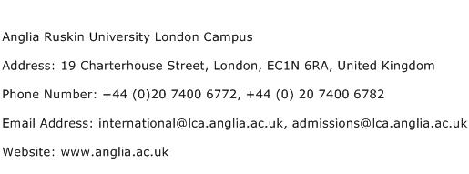 Anglia Ruskin University London Campus Address Contact Number