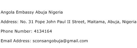 Angola Embassy Abuja Nigeria Address Contact Number