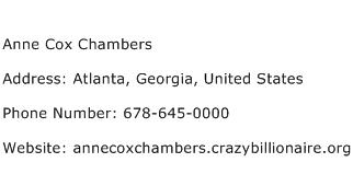 Anne Cox Chambers Address Contact Number