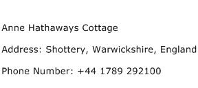 Anne Hathaways Cottage Address Contact Number