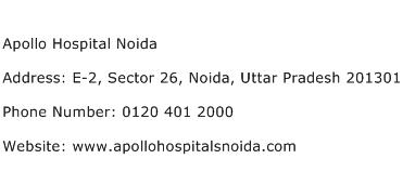 Apollo Hospital Noida Address Contact Number