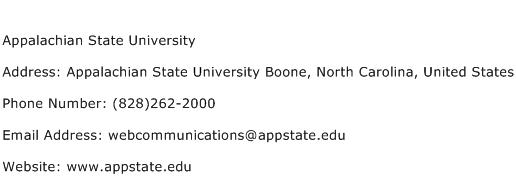 Appalachian State University Address Contact Number