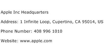 Apple Inc Headquarters Address Contact Number