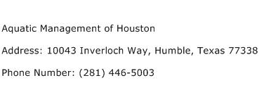 Aquatic Management of Houston Address Contact Number