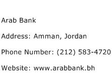 Arab Bank Address Contact Number