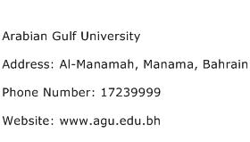 Arabian Gulf University Address Contact Number