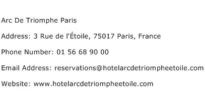 Arc De Triomphe Paris Address Contact Number