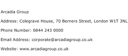 Arcadia Group Address Contact Number