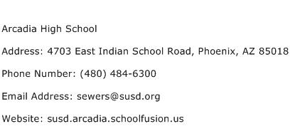 Arcadia High School Address Contact Number