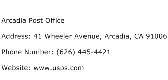 Arcadia Post Office Address Contact Number