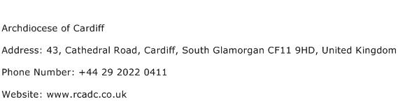 Archdiocese of Cardiff Address Contact Number