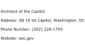 Architect of the Capitol Address Contact Number