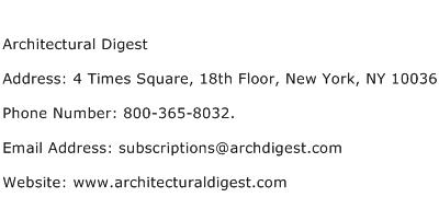 Architectural Digest Address Contact Number