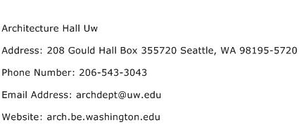 Architecture Hall Uw Address Contact Number
