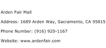 Arden Fair Mall Address Contact Number