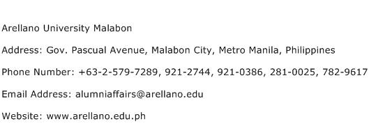 Arellano University Malabon Address Contact Number