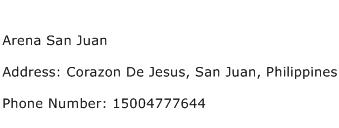 Arena San Juan Address Contact Number