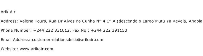 Arik Air Address Contact Number