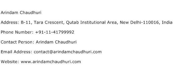Arindam Chaudhuri Address Contact Number