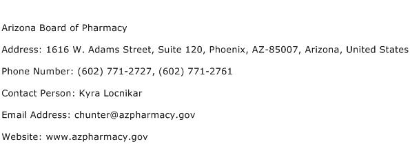 Arizona Board of Pharmacy Address Contact Number