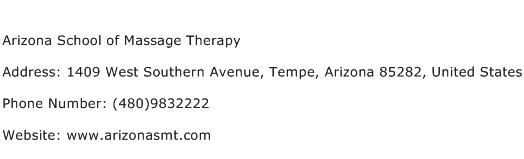 Arizona School of Massage Therapy Address Contact Number