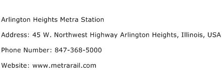 Arlington Heights Metra Station Address Contact Number
