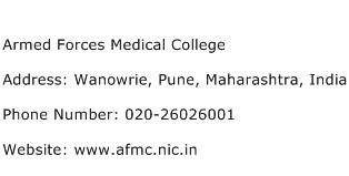 Armed Forces Medical College Address Contact Number