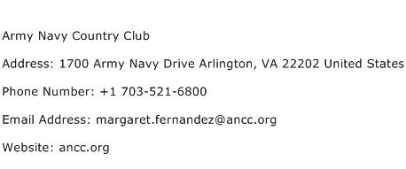 Army Navy Country Club Address Contact Number