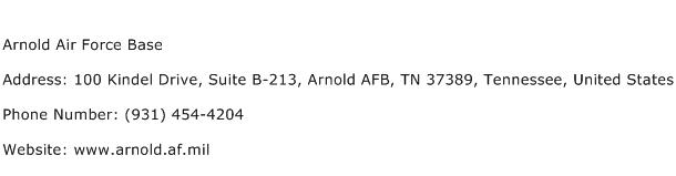 Arnold Air Force Base Address Contact Number