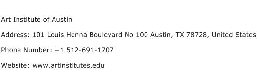 Art Institute of Austin Address Contact Number