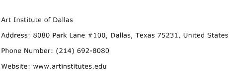 Art Institute of Dallas Address Contact Number