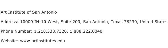 Art Institute of San Antonio Address Contact Number