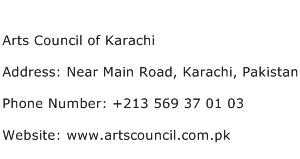 Arts Council of Karachi Address Contact Number