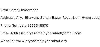 Arya Samaj Hyderabad Address Contact Number