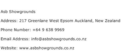 Asb Showgrounds Address Contact Number
